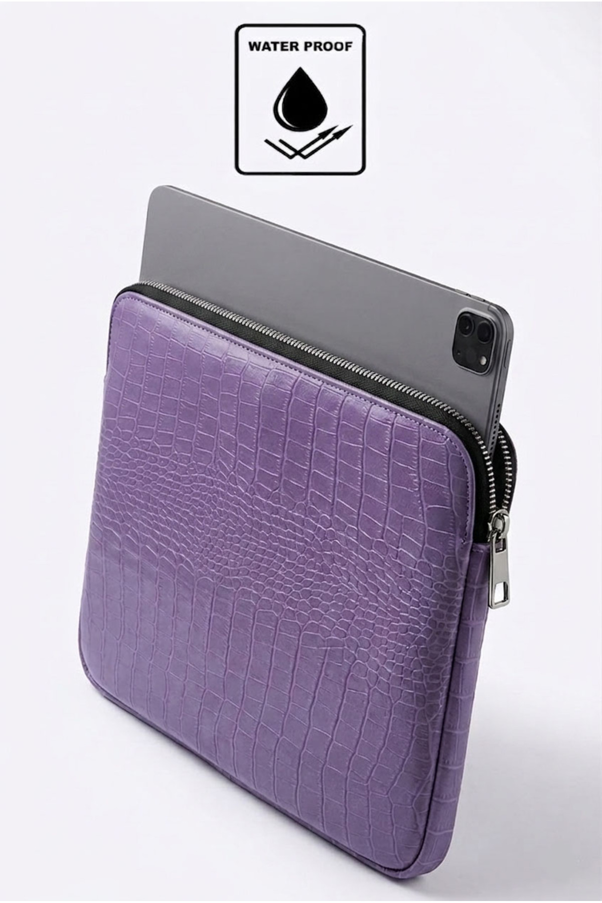Lila Kroko Desen 11,5-12,4 Inç Samsung-apple-huawei Uyumlu Tablet Kılıfı Çanta