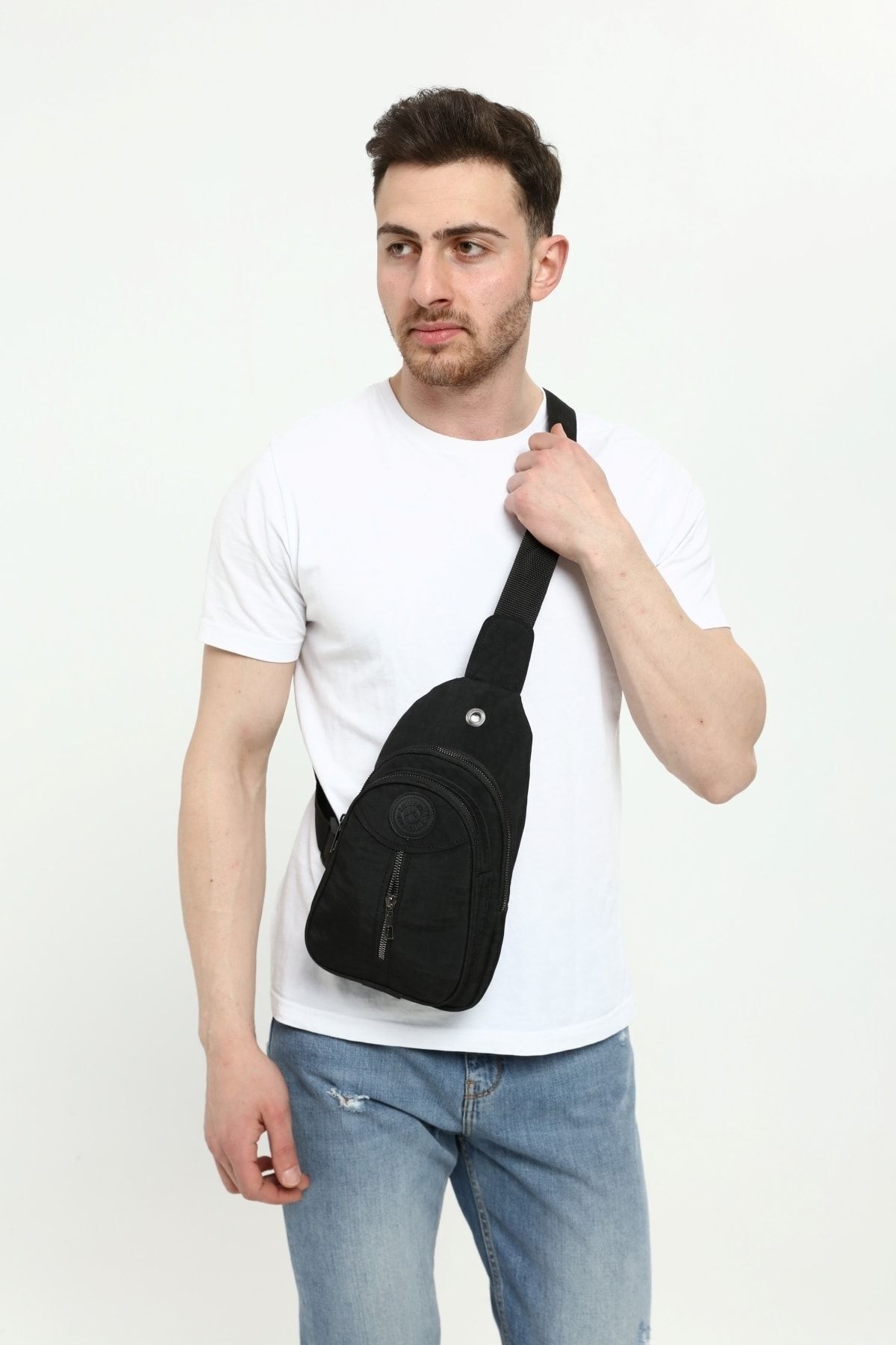 Unisex Krinkıl Body Bag Çapraz Askılı Omuz Ve Bel Çantası