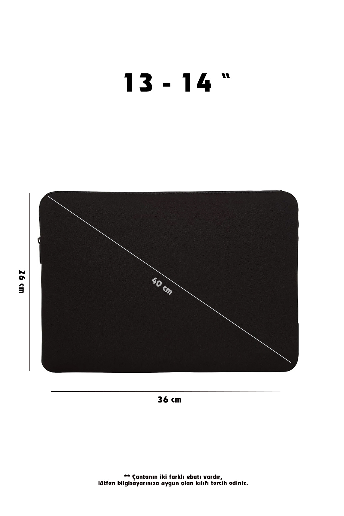 Siyah 13-14-15.6-16 Inç Fermuarlı Kılıf Laptop & Notebook Çantası