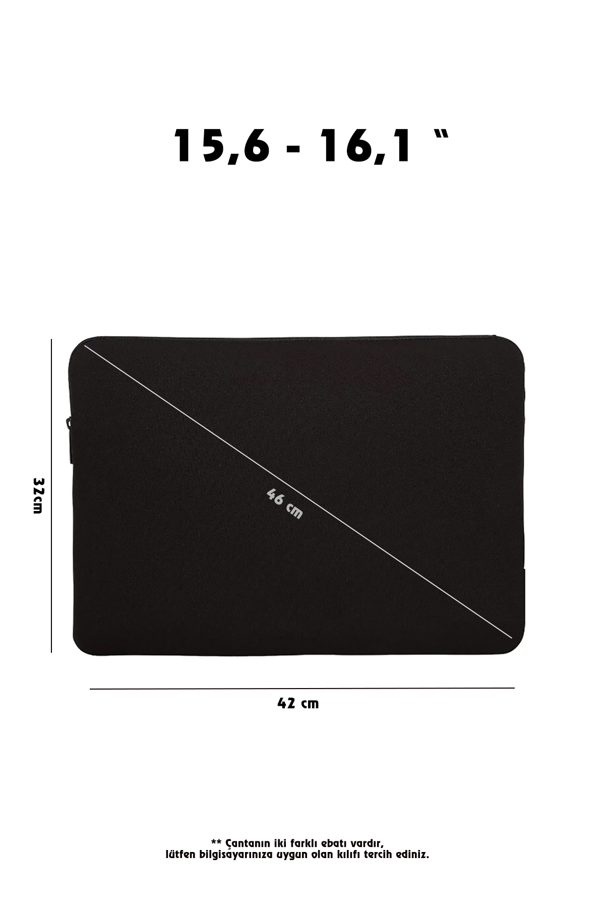Siyah 13-14-15.6-16 Inç Fermuarlı Kılıf Laptop & Notebook Çantası