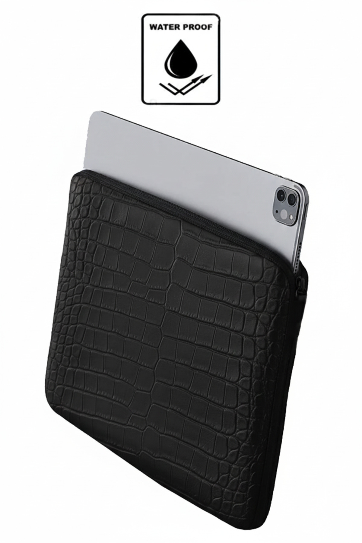 Siyah Kroko Desen 11,5-12,4 Inç Samsung-apple-huawei Uyumlu Tablet Kılıfı Çanta